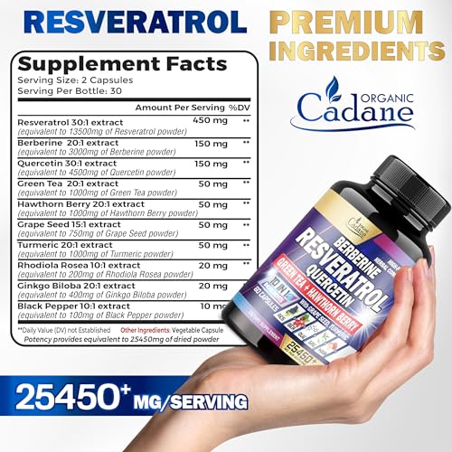 Premium Resveratrol Supplement 25450mg - Healthy Aging, Heart, Brain & Immune Support Organic CadaneAu supplements