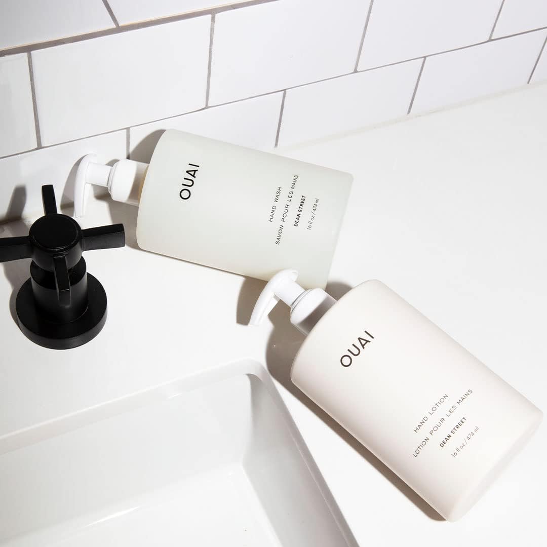 OUAI Hand Wash and Hand Lotion Set, Dean Street Scent - Moisturizes and Exfoliates with Daily Use - Made with Jojoba Esters, Avocado & Rosehip Oils (16 Fl Oz Each) OUAIAu supplements