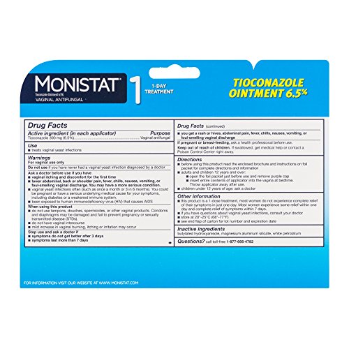 Monistat 1-Day Yeast Infection Treatment | Prefilled | Tioconazole Ointment MonistatAu supplements