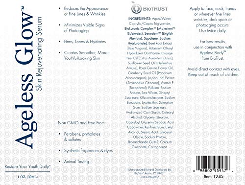 BioTrust Ageless Glow Anti Aging Moisturizer, Skin Brightening Serum with Vitamin C BioTrustUS supplements