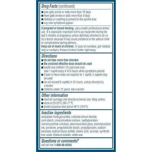 Advil Pain Reliever and Fever Reducer, Pain Relief Medicine with Ibuprofen 200mg for Headache, Backache, Menstrual Pain and Joint Pain Relief - 100 Coated Caplets AdvilAu supplements