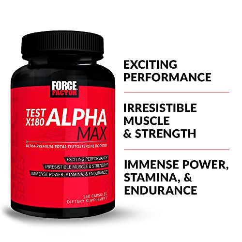 FORCE FACTOR Test X180 Alpha Max, 2-Pack, Total Testosterone and Nitric Oxide Booster Force FactorAu supplements
