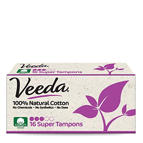 Veeda 100% Natural Cotton Applicator Free Tampons, 16 Count Super Absorbency unscented VeedaAu supplements