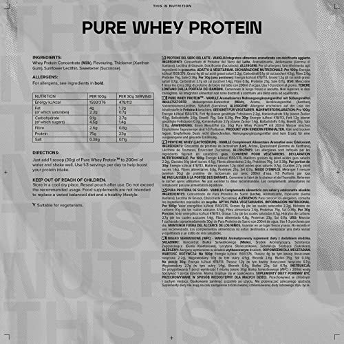 Bulk Pure Whey Protein Powder Shake, Vanilla, 500 g, Packaging May Vary BulkUS supplements