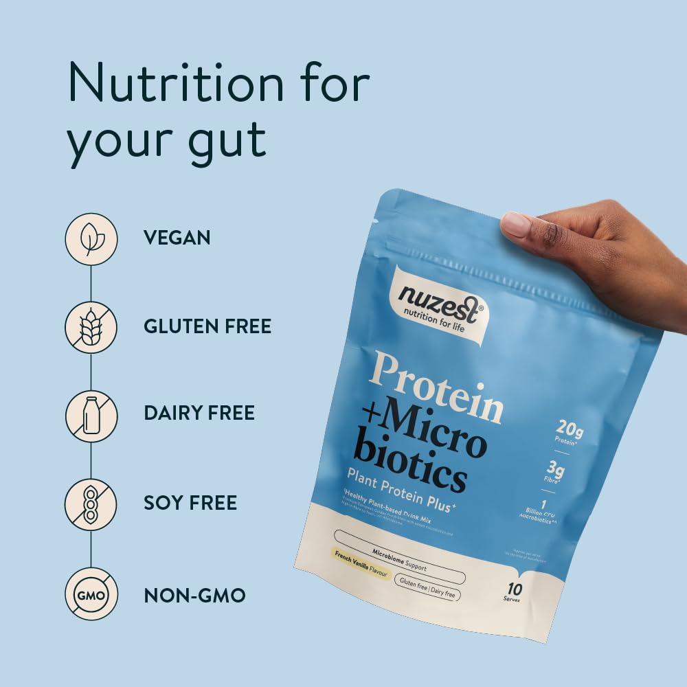 Nuzest - Protein + Microbiotics – Gut Health - Plant Protein Powder - French Vanilla, 300g (10 Servings) NuzestAu supplements