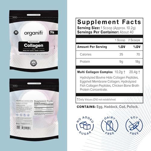 Organifi Collagen Powder - Fuller Hair, Stronger Nails, and Radiant Skin - Replenish OrganifiUS supplements