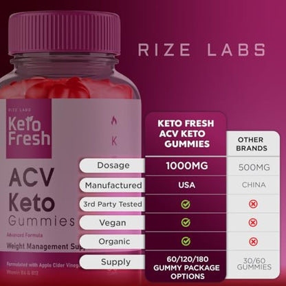 (3 Pack) Keto Fresh ACV Gummies, Keto Fresh ACV Gummies for Advanced Weight Loss rize labsUS supplements