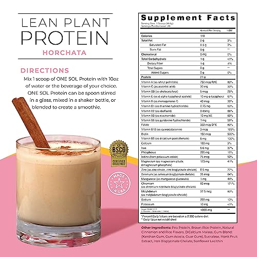 One Sol Lean Plant Protein Powder Horchata, Low Carb, Gluten Free One SolAu supplements