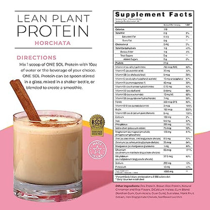 One Sol Lean Plant Protein Powder Horchata, Low Carb, Gluten Free One SolUS supplements