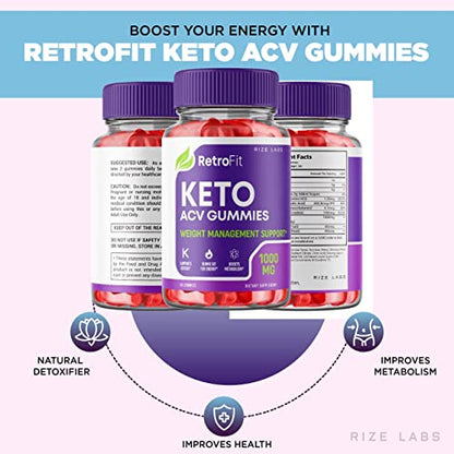rize labs (2 Pack) RetroFit Keto Gummies - Retro Fit ACV for Advanced Weight Loss rize labsUS supplements