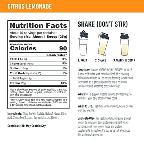 Isopure Protein Powder, Clear Whey Isolate Protein, Post Workout Recovery Drink Mix IsopureUS supplements