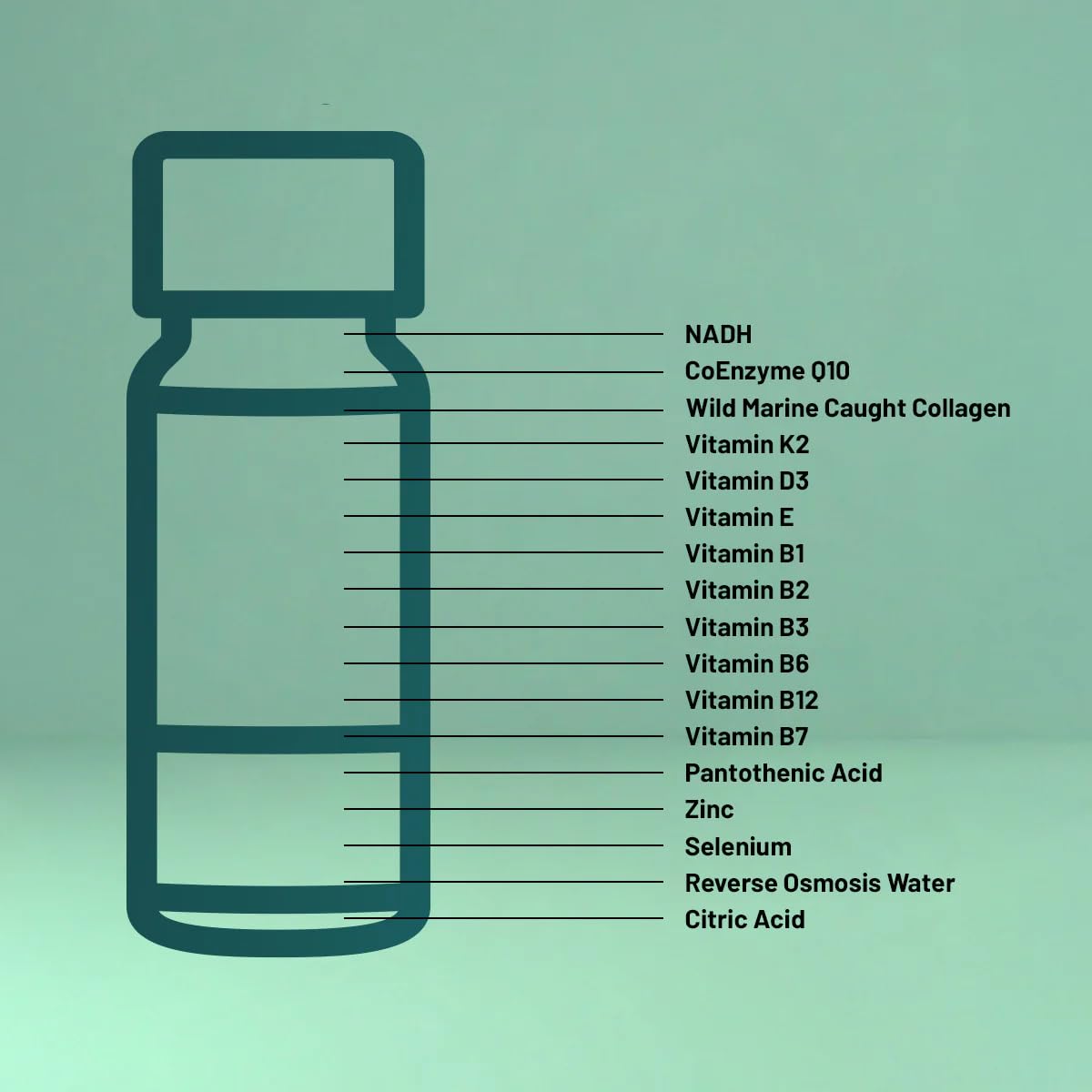 Strong Cell | Cellular Function Booster Liquid | NADH, CoQ10, Collagen. 90+% Absorption Rate. Vitamins B1, B2, B3, B6, B7, and B12. Vitamin K2 | 30 Count. WelluraAu supplements