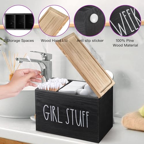 MISTOD Tampons Holder for Bathroom, Pad and Tampon Organizer with Tray Lid, Wooden Feminine MISTODAu supplements