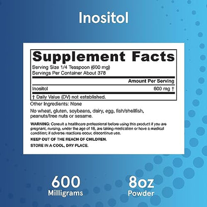 Jarrow Formulas Inositol 600 mg, Dietary Supplement for Cellular Health Support, 8 oz Jarrow FormulasUS supplements