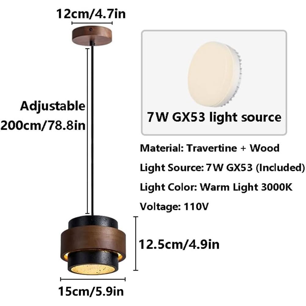 JIANGXMF Nordic Natural Travertine Pendant Light Wabi-sabi Stone Chandelier Retro Industry Hanging Ceiling Lamp for Bedroom Bedside Study Dining Table Lighting (Black) JIANGXMFAu supplements