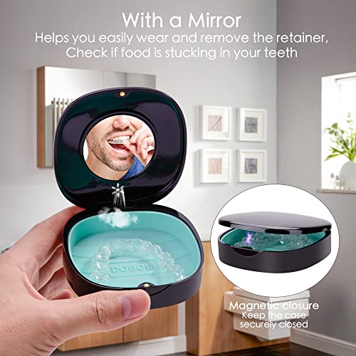 2 Pack Retainer Case with Vent Holes, Mirrors,Compatible with Invisalign,Night Guards DoboliUS supplements