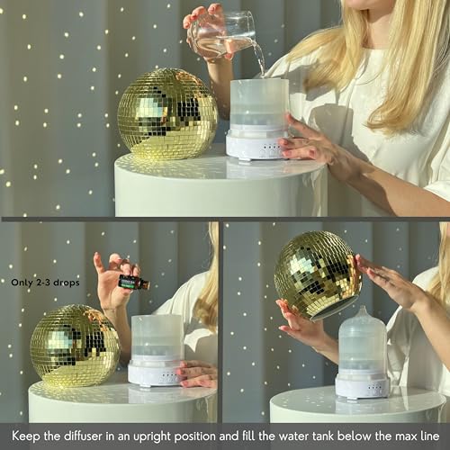 Disco Ball Diffuser Rotating - 300 ML Mirror Ball Oil Diffuser, Essential Oils Diffusers for Home SCANDINORDICAAu supplements
