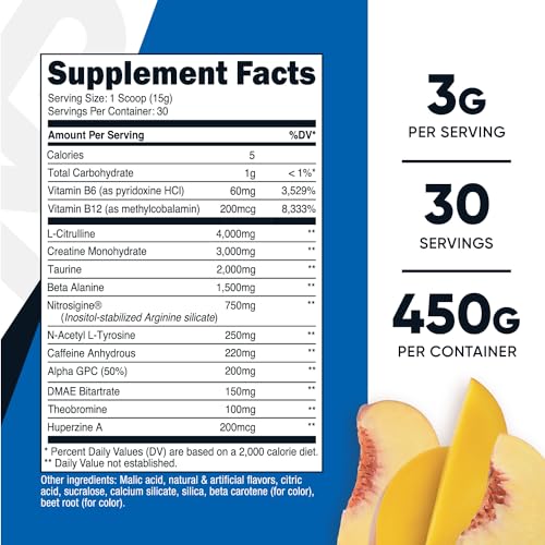 Nutricost Pre-C Pre-Workout Complex with Creatine (Peach Mango | 30 Servings) Powder NutricostAu supplements