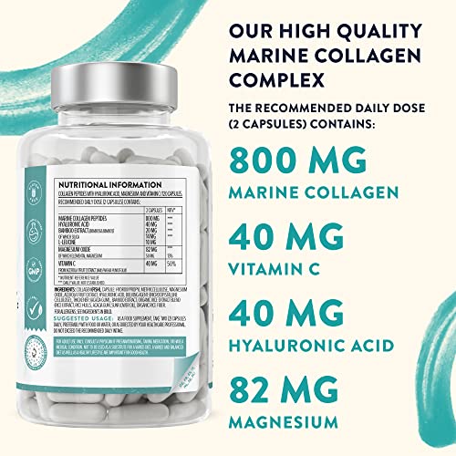 Marine Collagen Tablets for Women and Men with Hyaluronic Acid, Natural Vitamin C & Magnesium - with Pure Collagen peptides AAVALABSAu supplements