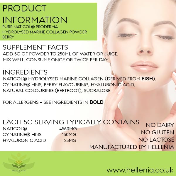 Pure Hydrolysed Marine Collagen Powder 300g | Berry Flavour | Type 1 and 3 HelleniaAu supplements