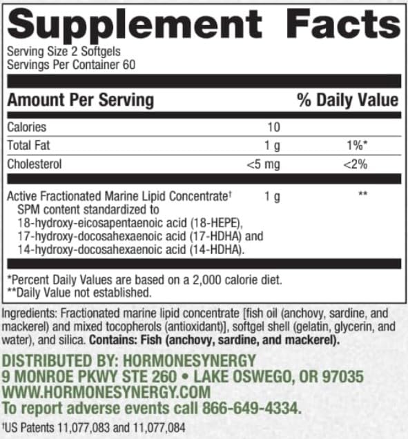 Specialized Pro Resolving Mediators - Synergy SPM by RetzlerRx® - SPM's for Joint Comfort, Tissue Health & Minor Discomfort Relief* - Non-GMO - Gluten Free - 120 Softgels HormoneSynergyAu supplements