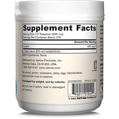 Jarrow Formulas Inositol 600 mg, Dietary Supplement for Cellular Health Support, 8 oz Jarrow FormulasUS supplements