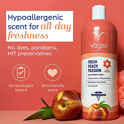 Vagisil Scentsitive Scents Fresh Peach Passion Daily Intimate Wash for Women, Gynecologist Tested VagisilAu supplements