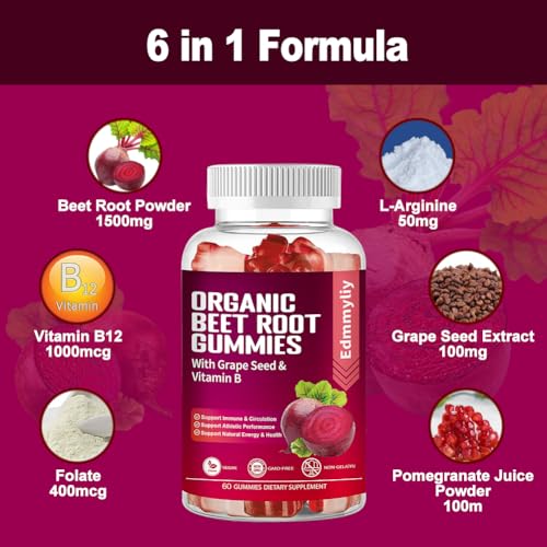 Organic Beet Root Gummies 1500mg for Men Women Beet Root for Athletic, Performance EdmmyliyUS supplements