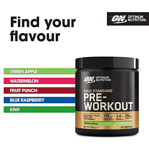 Optimum Nutrition Gold Standard Pre Workout Green Apple Flavoured Powder, 330g Optimum NutritionUS supplements