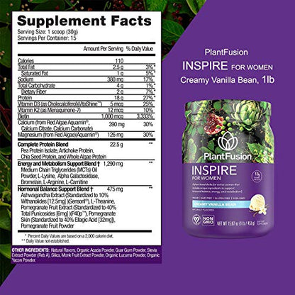 PlantFusion Inspire Plant Protein Powder for Women - Low Carb Protein Powder for Lean PlantFusionUS supplements