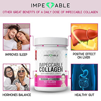 IMPECCABLE Collagen Premium 10.000 mg Pure peptide hydrolyzed Marine Collagen Powder ImpeccableUS supplements