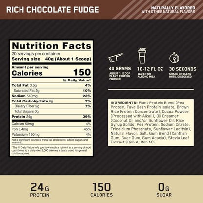 Optimum Nutrition Gold Standard 100% Plant Based Protein Powder, Gluten Free, Vegan Pro Optimum NutritionUS supplements