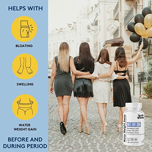 Youth & Tonic Natural Water Pills (90 Count) for Swelling Belly Bloating Youth & TonicUS supplements