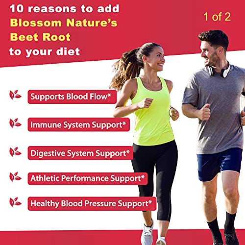 Organic Beet Root Powder 1350mg with Black Pepper-Nitric Oxide Booster, Digestive System Blossom NatureAu supplements