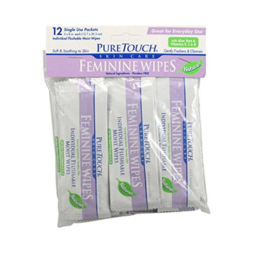 Puretouch Skin Care Individual Flushable Moist Feminine Wipes, 12 Count Puretouch Skin CareAu supplements