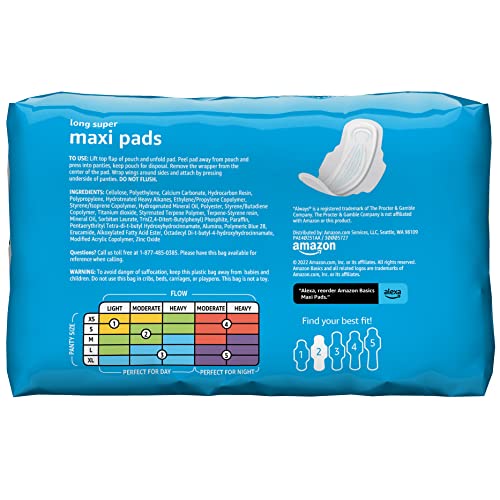 Amazon Basics Thick Maxi Pads with Flexi-Wings for Periods, Long Length, Super Absorbency Amazon BasicsAu supplements