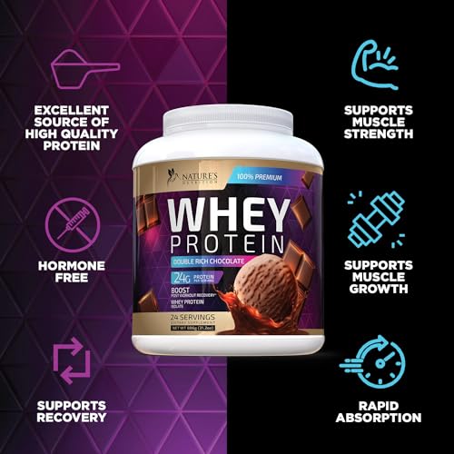 Whey Protein Powder 24g - Chocolate Ice Cream Whey Isolate Protein for Muscle Growth Nature's NutritionUS supplements