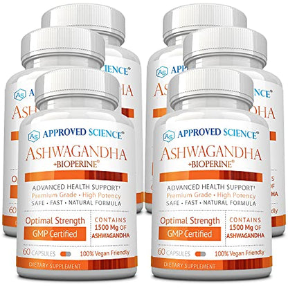 Approved Science® Ashwagandha 1500mg with Bioperine® and Ginger- Alleviate Sleepless Approved ScienceUS supplements