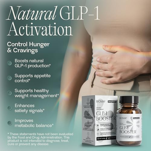 BIOMA GLP-1 Booster - Natural Appetite Control Supplement with Clinically Proven Probiotics, Prebiotics & Postbiotics - Support Weight Management & Satiety, (60 Capsules - 30 Day Supply) BIOMAAu supplements