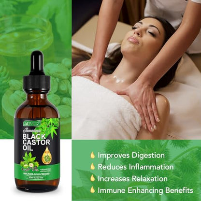 ALIVER Jamaican Black Castor Oil (2 Pack), Jamaican Castor Oil Organic Cold Pressed Unrefined ALIVERUS supplements