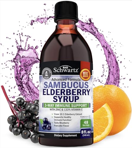 Elderberry Syrup for Kids and Adults - Natural Immune Support with Zinc and Vitamin C BioSchwartzAu supplements