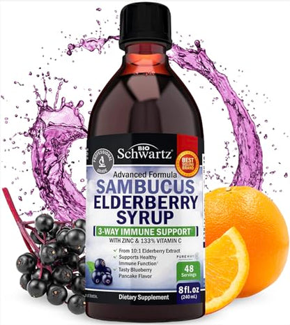 Elderberry Syrup for Kids and Adults - Natural Immune Support with Zinc and Vitamin C BioSchwartzUS supplements