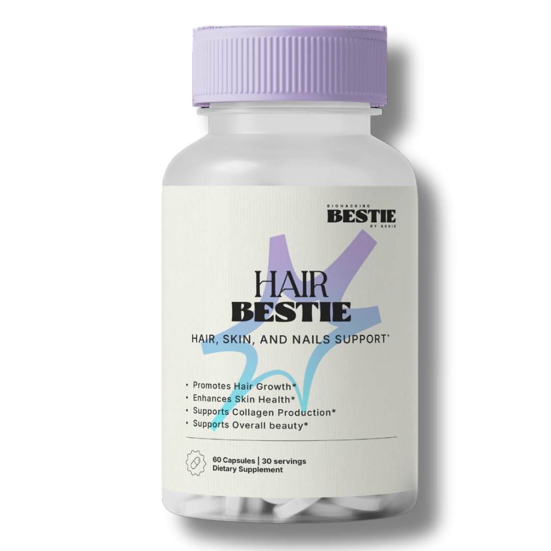 Biohacking Bestie Hair Bestie for Women & Men - Hair Growth Supplement with Biotin, Collagen, Vitamin B5, & Keratin, Support for Skin Health & Nails - 60 Capsules Biohacking BestieAu supplements
