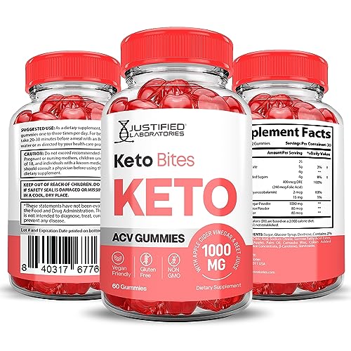 Justified Laboratories Keto Bites Keto ACV Gummies 1000MG Vegan Non GMO with Pomegranate Justified LaboratoriesUS supplements
