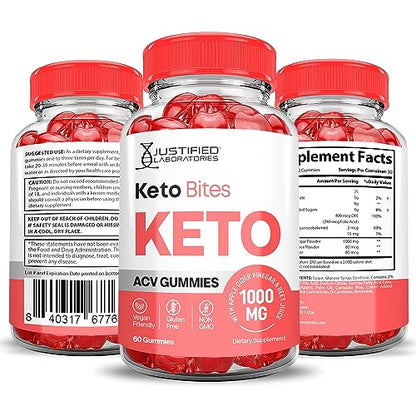 Justified Laboratories Keto Bites Keto ACV Gummies 1000MG Vegan Non GMO with Pomegranate Justified LaboratoriesUS supplements