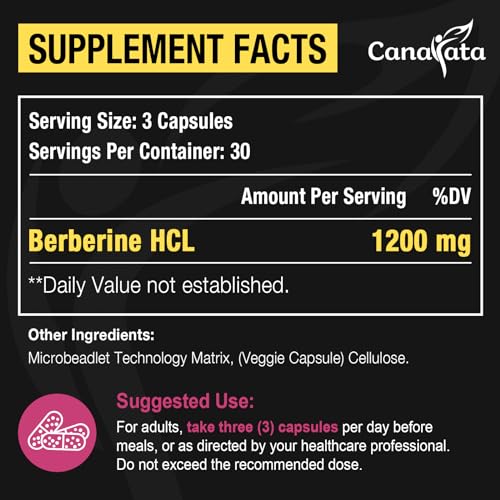 Berberine Supplement 1200mg Berberine HCL - High Bioavailability Microbeadlet Complex CanarataUS supplements