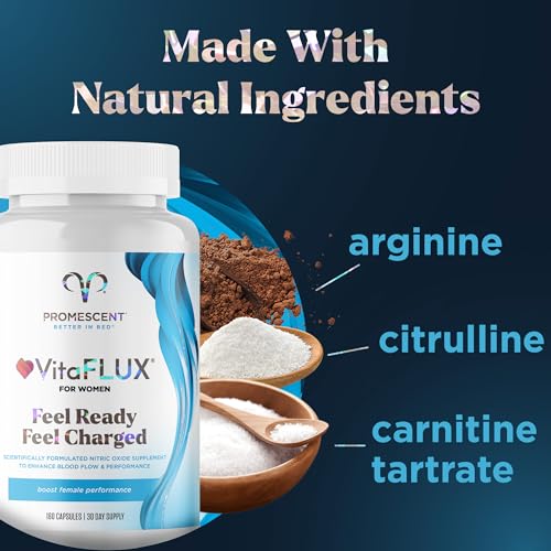 Promescent VitaFLUX Women's Nitric Oxide Booster Supplement, Boost Energy & Performance - Therapeutic Dose of Essential Amino Acids L Arginine, L Citrulline, L Carnitine, Zinc (180 Capsules) PromescentAu supplements