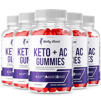 (5 Pack) Belly Blast Keto + ACV Gummies, Belly Blaster Keto Plus Advanced Weight Loss VitavaultUS supplements