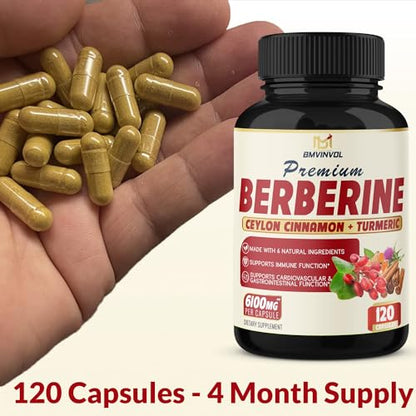 BMVINVOL Premium Berberine HCl 6-in1 Equivalent 6100mg - 120 Capsules - Plus Ceylon BMVINVOLUS supplements